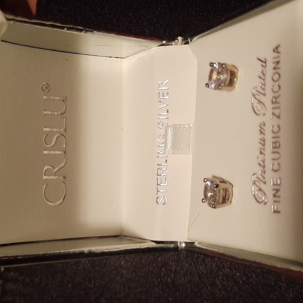 NIB AUTHENTIC GENUINE SOLID PLATINUM/STERLING SILVER WEDDING 2CTTW EARRINGS